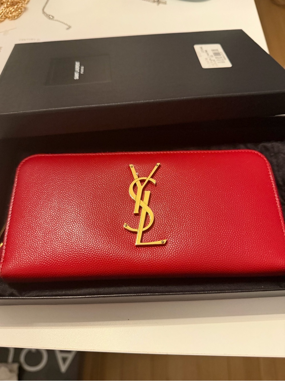Saint Laurent Red Leather Long Zippy Wallet - Picture 2 of 16